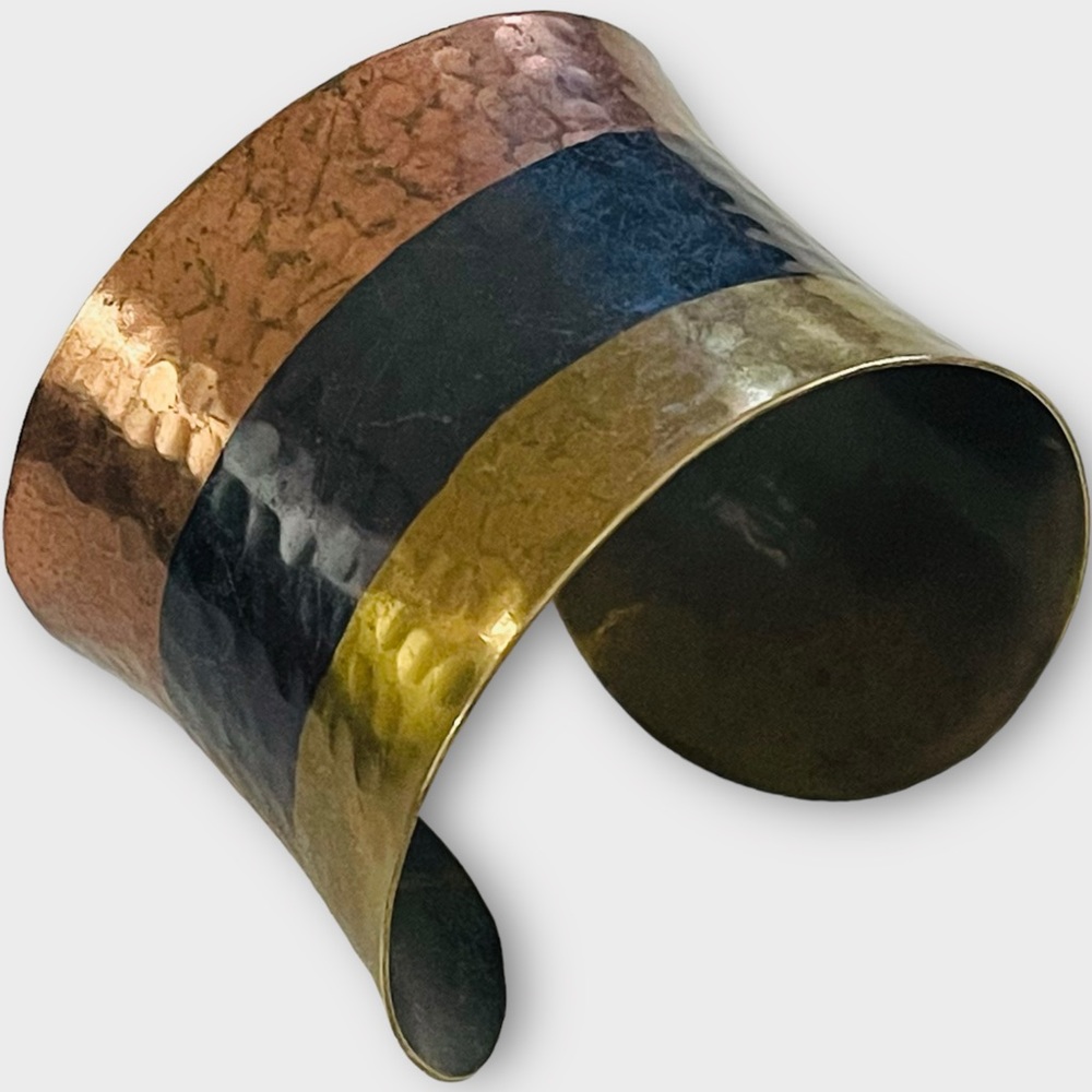 Vintage Hammered Cuff Bracelet - Copper, Black, Gold